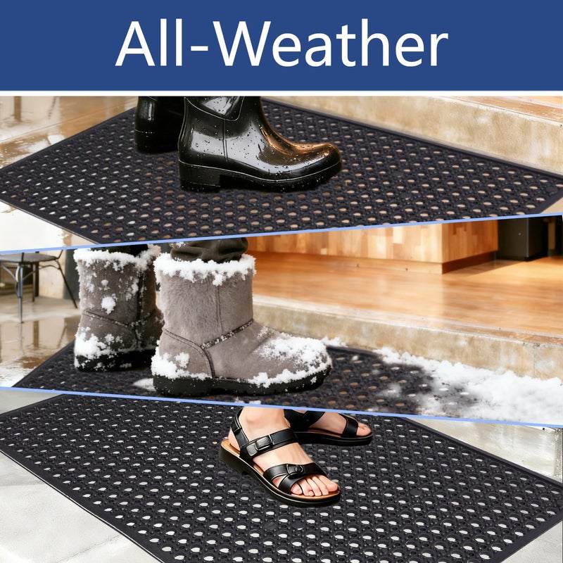 Wizgree حصيرة مطاطية خارجية لمطبخ مضادة للإرهاق (24" × 36") حصيرة أرضية لمطعم وبار جديدة مطاطية غير قابلة للانزلاق مع تصريف باللون الأسود - Image 5